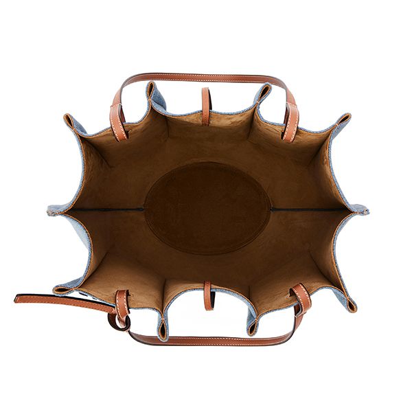 ロエベ シェル トートバッグ デニム&カーフ ラージサイズ A884T51X03